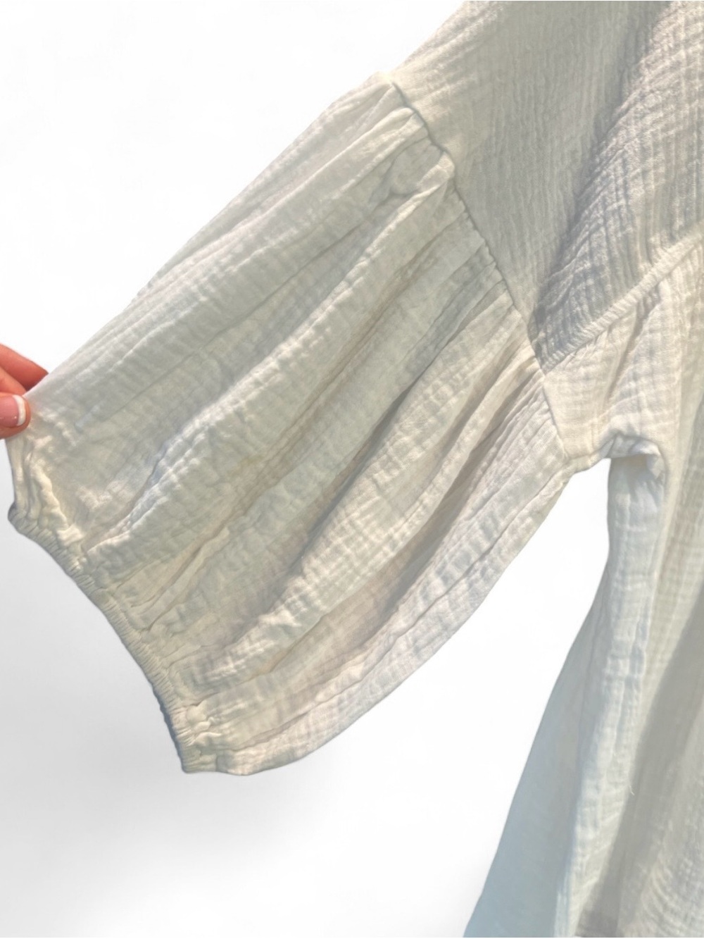 Source Unknown Cream V-Neck Textured Gauze Blouse - Picture 2 of 3